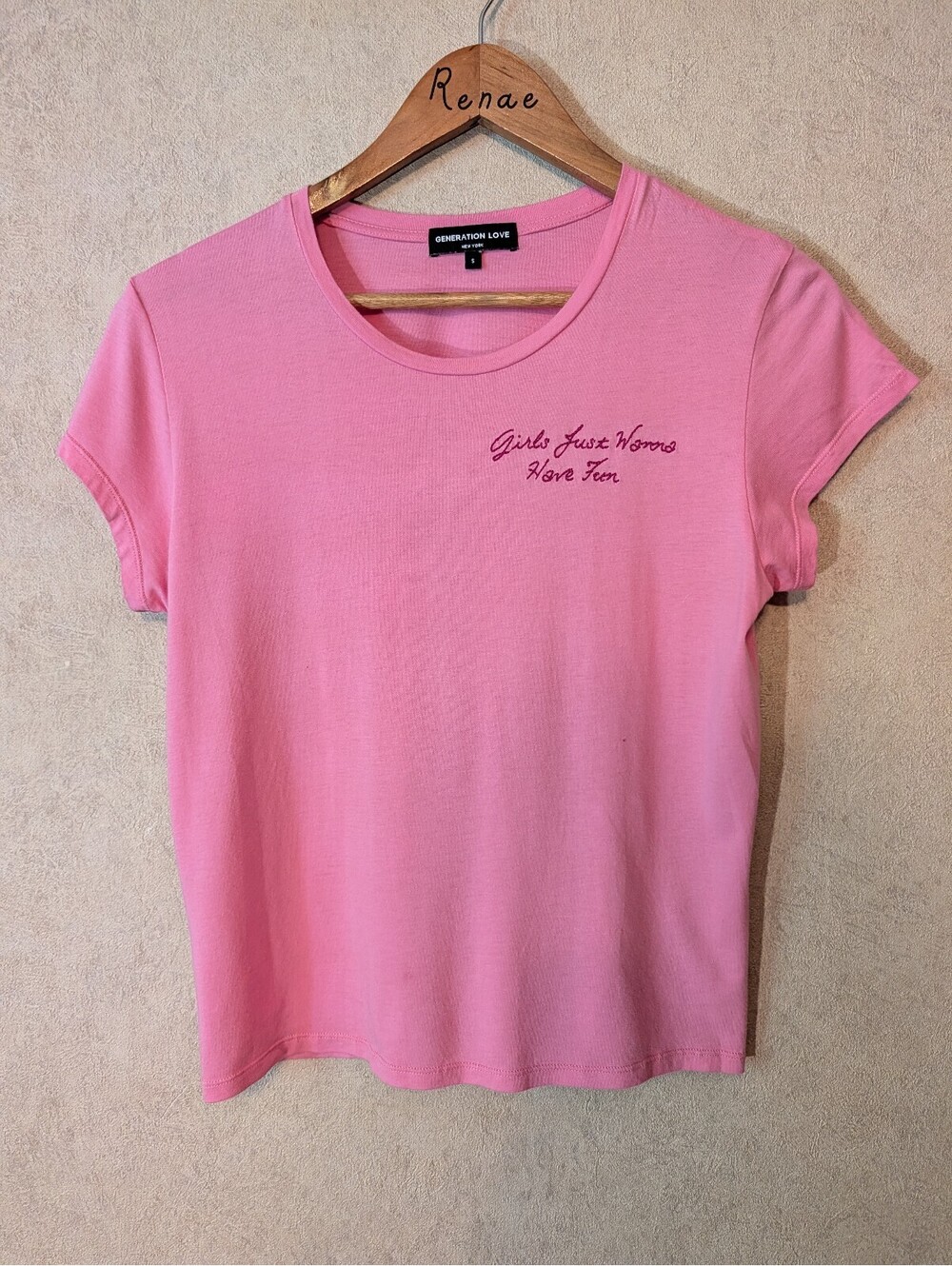 GENERATION LOVE pink girls just wanna have fun tee sz S